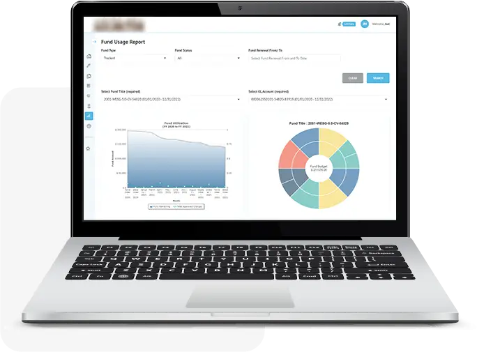 Screenshot of contract fund usage report