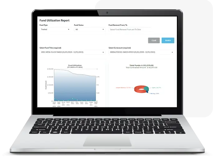 Screenshot of contract management SaaS software on laptop