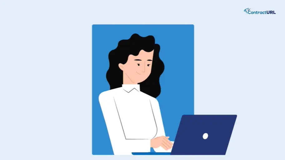 animated woman looking at computer